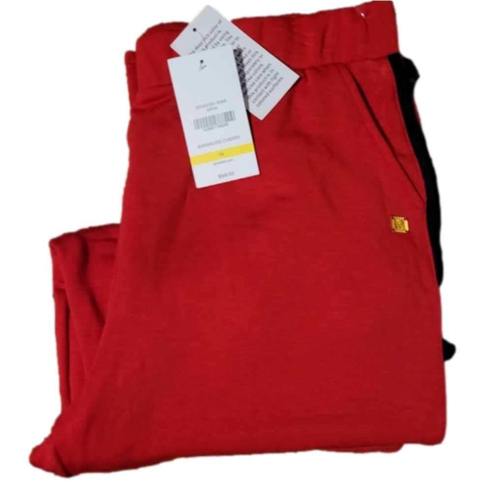 NWT-ANNE KLEIN SPORT WOMENS BARBADOS CHERRY RED JOGGERS WITH BLACK STRIPE-NWT